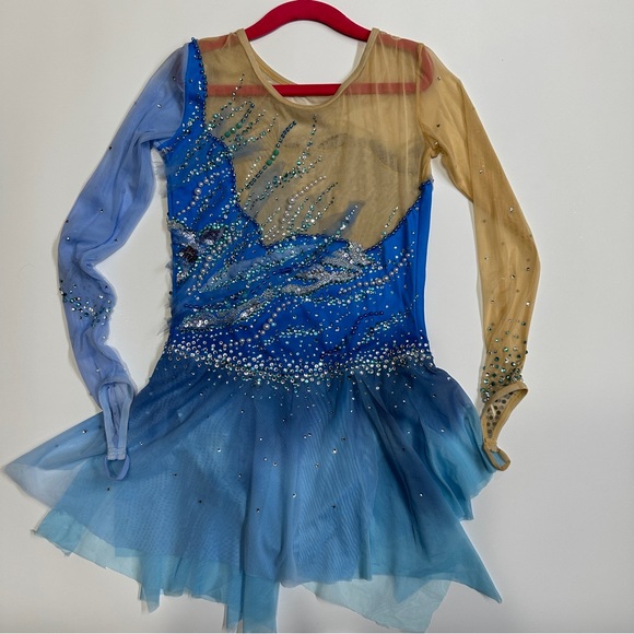 New Figure Skating Dress Size 12 (7~10T) with Hair Scrunchies (130~140cm) - Picture 4 of 11